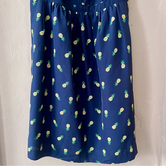 j.crew • navy blue pineapple 🍍 print spaghetti strap a-line mini dress - Picture 7 of 17
